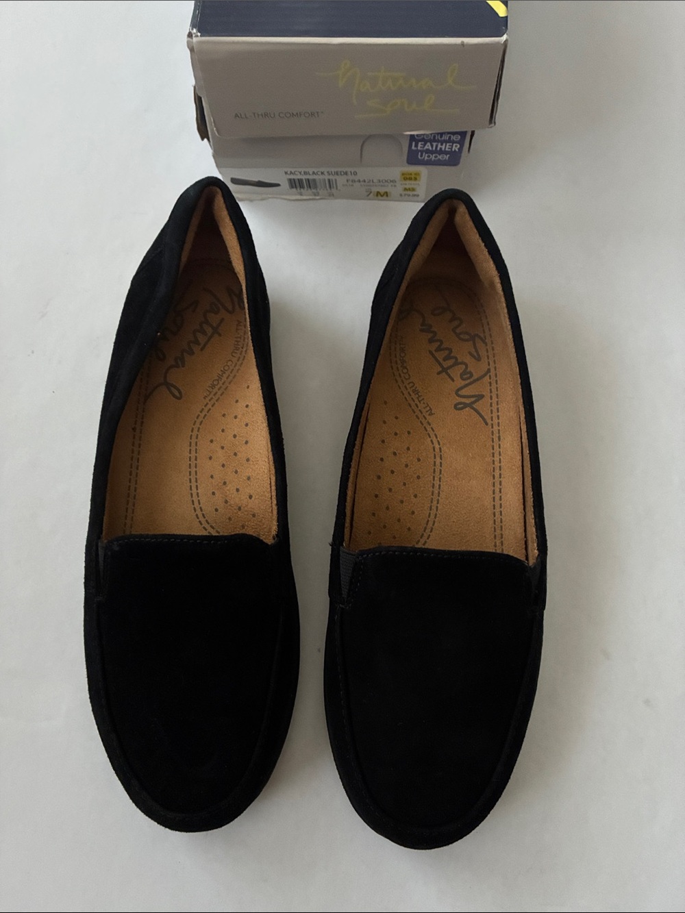 Natural Soul Black Suede Slip-On Loafers